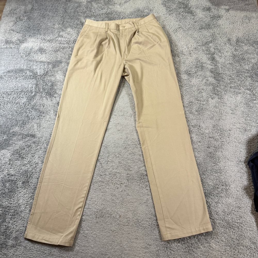 Wrangler Mens Riata Pleated Chino Pants 34x36 Khaki Tan Cotton Twill